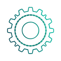 Gradient gear icon with dotted inner ring, Stylized gear icon with a gradient outline and dotted inner ring, symbolizing settings, mechanics, and configuration in a modern design.
