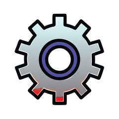 Gradient gear icon symbolizing settings, Illustration of a gear icon with a gradient effect, representing settings, engineering, mechanics, and configuration in a modern style.
