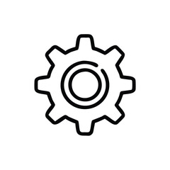 Basic gear icon in black outline, Minimalistic black outline of a single gear, symbolizing settings, mechanics, and configuration in a simple, clean design.
