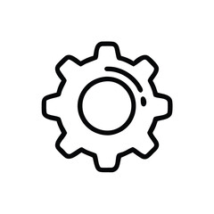 Basic gear icon in black outline, Minimalistic black outline of a single gear, symbolizing settings, mechanics, and configuration in a simple, clean design.
