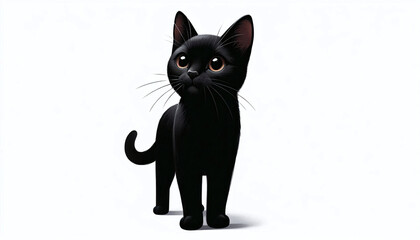 Obraz premium Sleek Black Cat on White Background