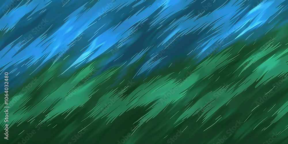 Poster minimalist color palette: a painting using only shades of blue and green, creating a calming effect.