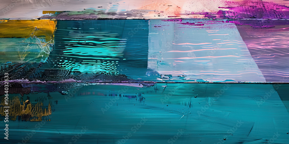Poster minimalist color palette: a painting using only shades of blue and green, creating a calming effect.