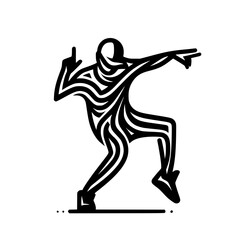 Obraz premium Black and White Vector Silhouettes of Dancers in Aesthetic and Dynamic Poses – Minimalist Art for Motion and Expression
