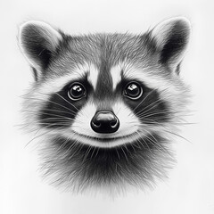 Obraz premium Realistic Pencil Drawing of a Cute Raccoon