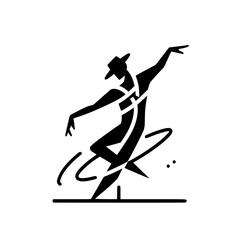 Obraz premium Black and White Vector Silhouettes of Dancers in Aesthetic and Dynamic Poses – Minimalist Art for Motion and Expression