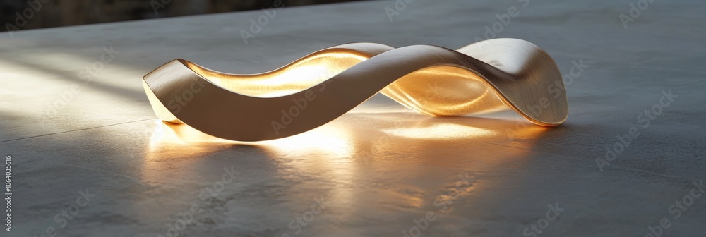 Poster a minimalistic design featuring a gold infinity loop, illuminated by soft light, symbolizing continu