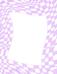 Purple violet checked frame design on clear background 