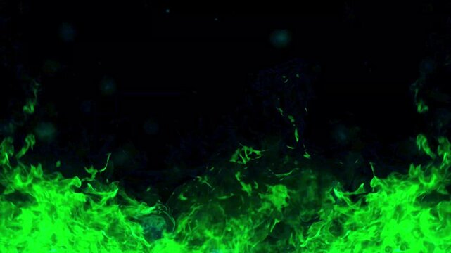 background of green flames burning