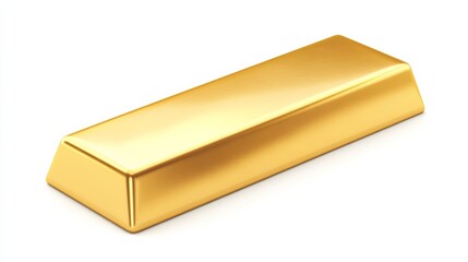 A polished gold bar icon, resting on a smooth white surface, reflecting light beautifully, ideal for investment themes