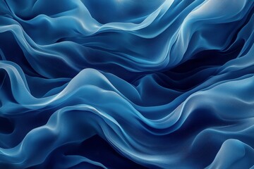 Obraz premium Flowing blue waves of light create a serene and abstract composition in a dark setting