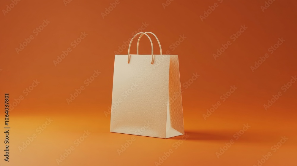 Poster blank shopping bag mockup on orange background for product display generative ai