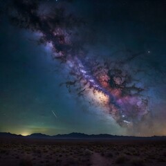 Fototapeta premium Milky Way Galaxy Over Desert Landscape Generative AI