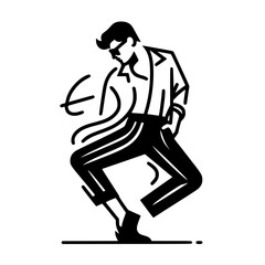 Black and White Vector Silhouettes of Dancers in Aesthetic and Dynamic Poses – Minimalist Art for Motion and Expression