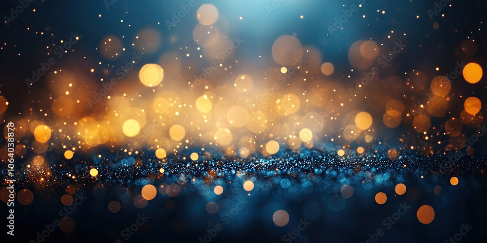 Poster abstract background with golden lights and bokeh