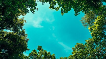 Fototapeta premium green trees and blue sky