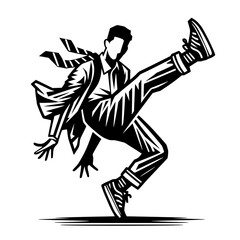 Black and White Vector Silhouettes of Dancers in Aesthetic and Dynamic Poses &ndash; Minimalist Art for Motion and Expression
