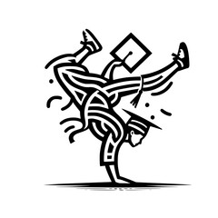 Fototapeta premium Black and White Vector Silhouettes of Dancers in Aesthetic and Dynamic Poses – Minimalist Art for Motion and Expression