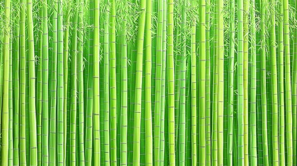 Fototapeta premium Dense green bamboo stalks form a vertical pattern.