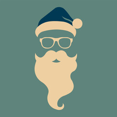 Merry Christmas vector concept in red color with illustration of Christmas hat and Santa Claus white beard, perfect for your template or background design.