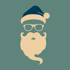 Merry Christmas vector concept in red color with illustration of Christmas hat and Santa Claus white beard, perfect for your template or background design.