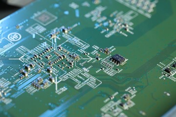 Computer circuit board, macro view. Electronic engineering