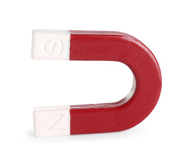 One metal horseshoe magnet isolated on white