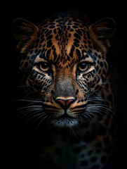 Glossy Portrait of a Stealthy Leopard with Bright Eyes