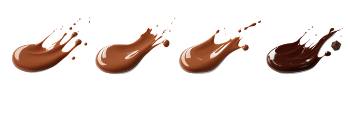 Gradient of chocolate colors in shades of dark brown to light, almost white hue. Small dots create depth and dimension. Light gray background highlights rich, creamy colors. Transparent isolated.