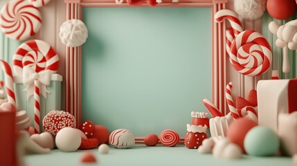 Festive candy frame for sweet holiday designs and posters