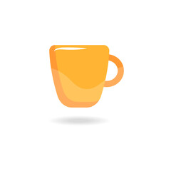 Mug stylish icon. simple realistic mug. Mug template. Yellow mug. Coffee and tea mug icon. Vector illustration.