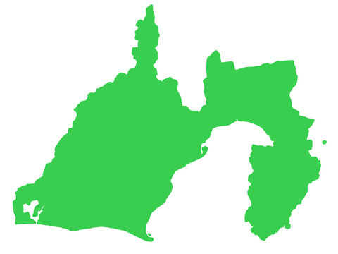 少しゆるい静岡県地図 フチなし 東海地方 / Shizuoka Cute Map Green