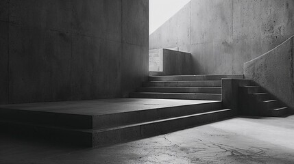 Modern matte grey concrete stairs in a minimalist architectural setting