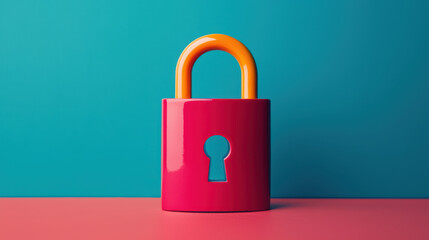 vibrant digital padlock with encryption features, colorful design