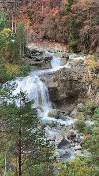 Cascada oculta entre los &aacute;rboles en el Parque Nacional de Ordesa