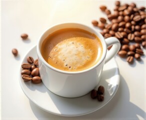 cup of hot coffee with foam,