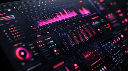 Fototapeta premium Futuristic Digital Interface with Soundwave Visualization