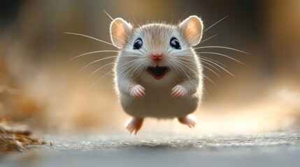 Smiling Mouse In Mid-Air