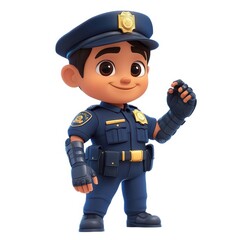 Vintage Black and White Police Character with Mustache