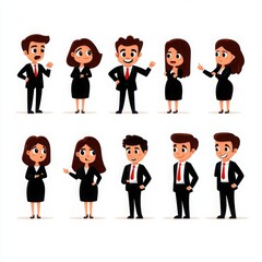 A diverse group of business professionals, showcasing various poses and expressions in formal attire, ideal for corporate themes.