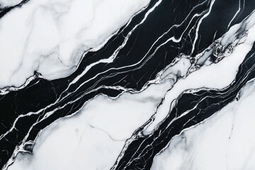 Elegant black and white marble texture with fluid veins, creating a minimalist and sophisticated look. Perfect for modern and luxurious backgrounds or design elements