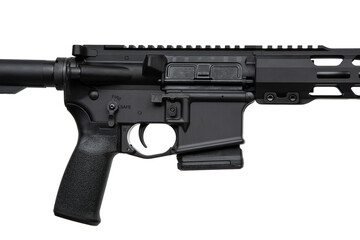 Modern automatic rifle isolated on white background. Weapons for police, special forces and the...