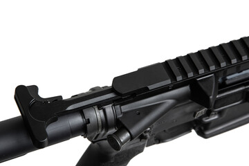Modern automatic rifle isolated on white background. Weapons for police, special forces and the...