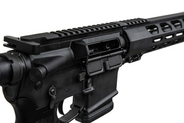 Modern automatic rifle isolated on white background. Weapons for police, special forces and the...