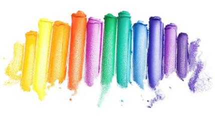 Close-up of colorful scribble with rainbow colors. Vibrant blue, green, purple, yellow, and orange hues. Dynamic, lively scene with blurred colors. Hand-drawn, isolated on transparent background.