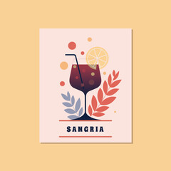 Vector illustration of a drink in a glass with a straw and lemon and the inscription 