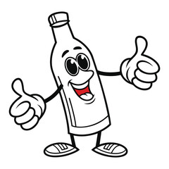 Cool Thumbs-Up Bottle Character with Sunglasses