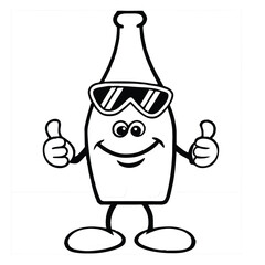 Cool Thumbs-Up Bottle Character with Sunglasses