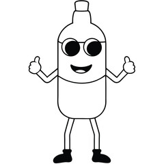Cool Thumbs-Up Bottle Character with Sunglasses