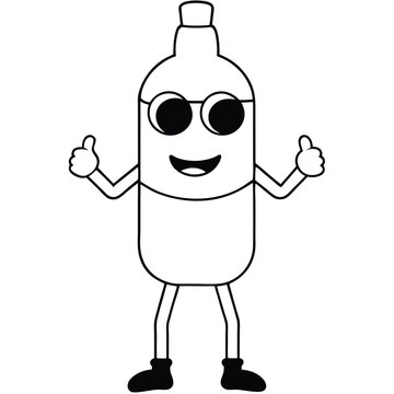 recommend clip art: Cool Thumbs-Up Bottle Character with Sunglasses
